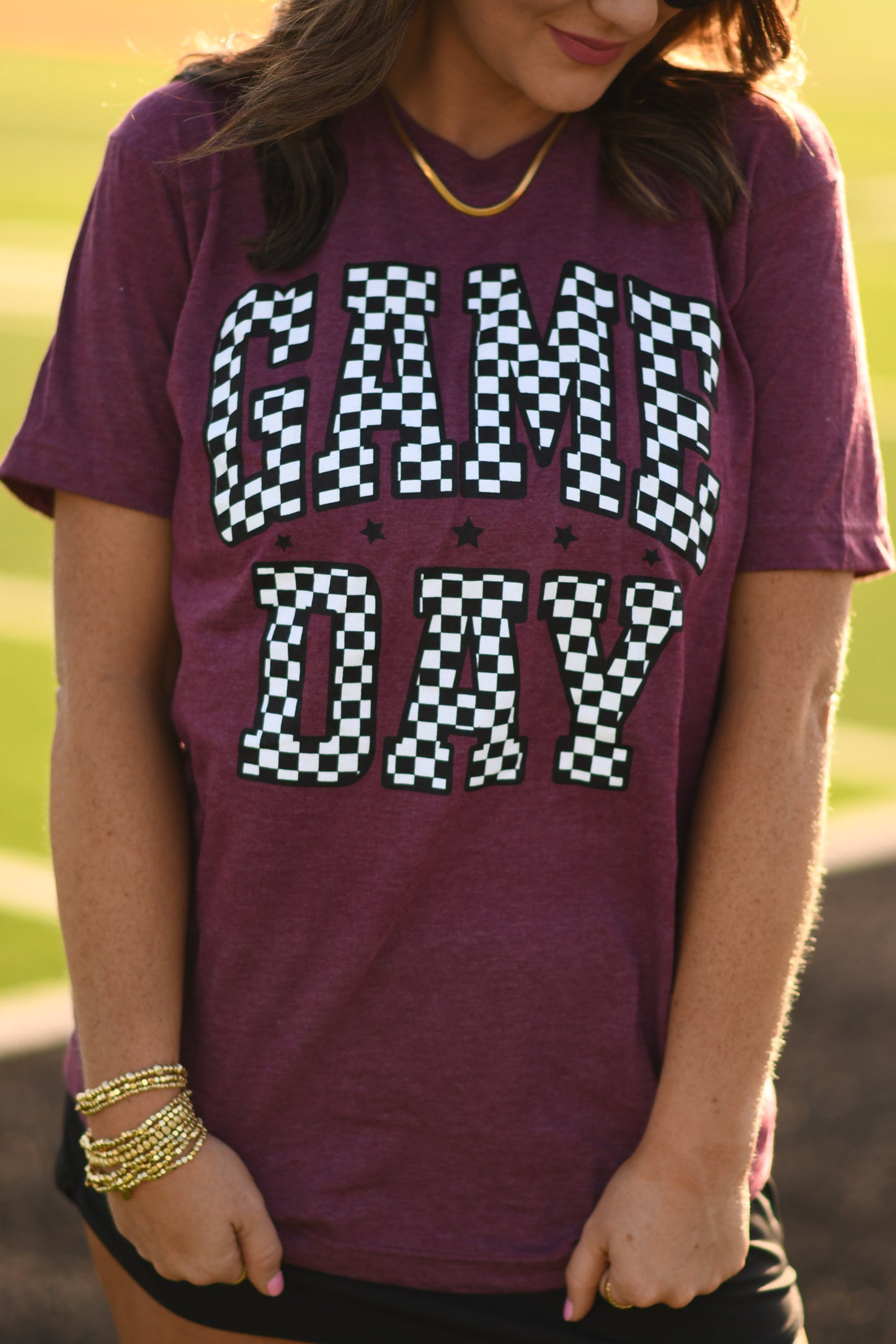 RTS Maroon Checkered Game Day Tee