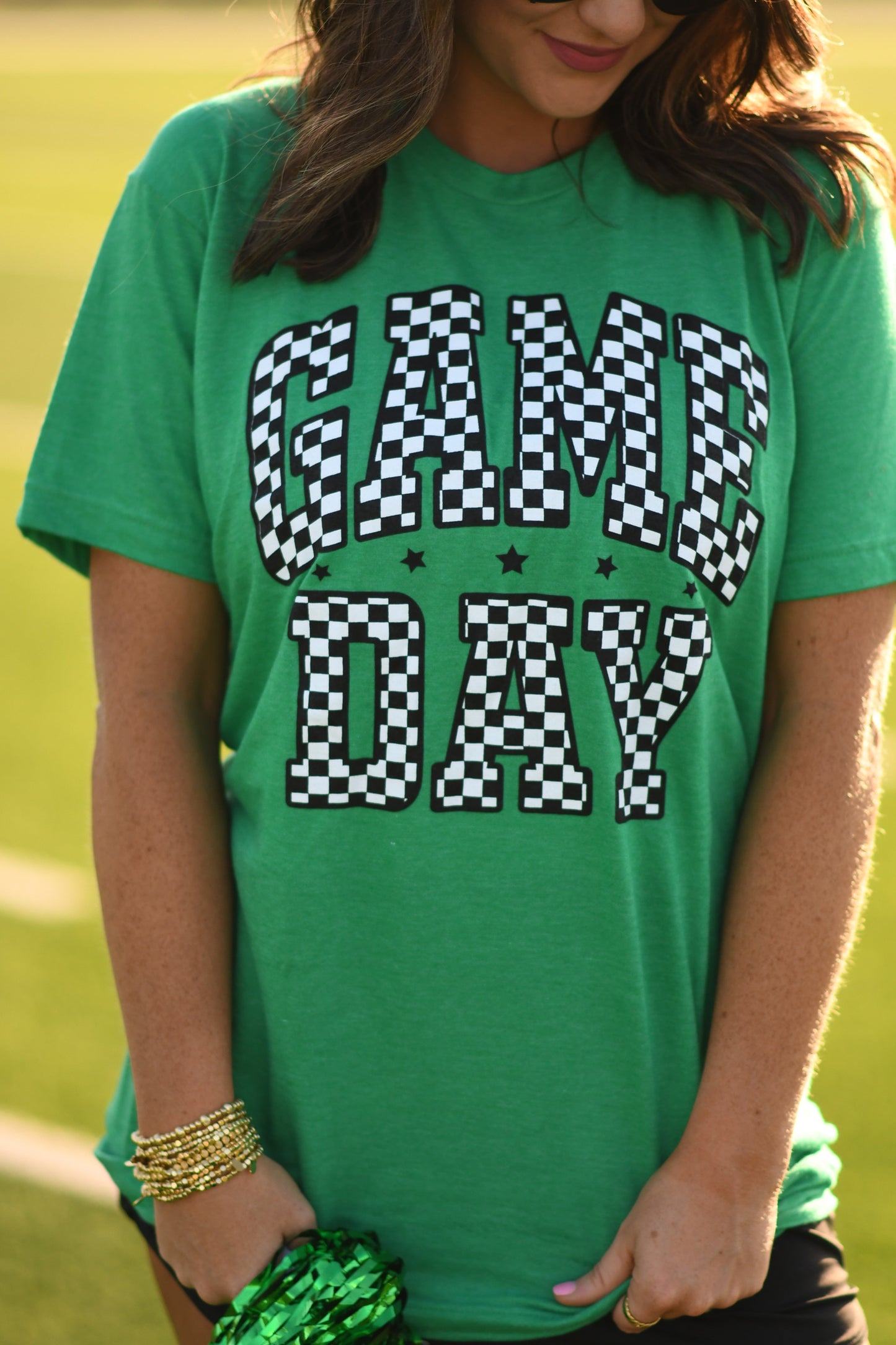 Green Game Day Checkered Tee