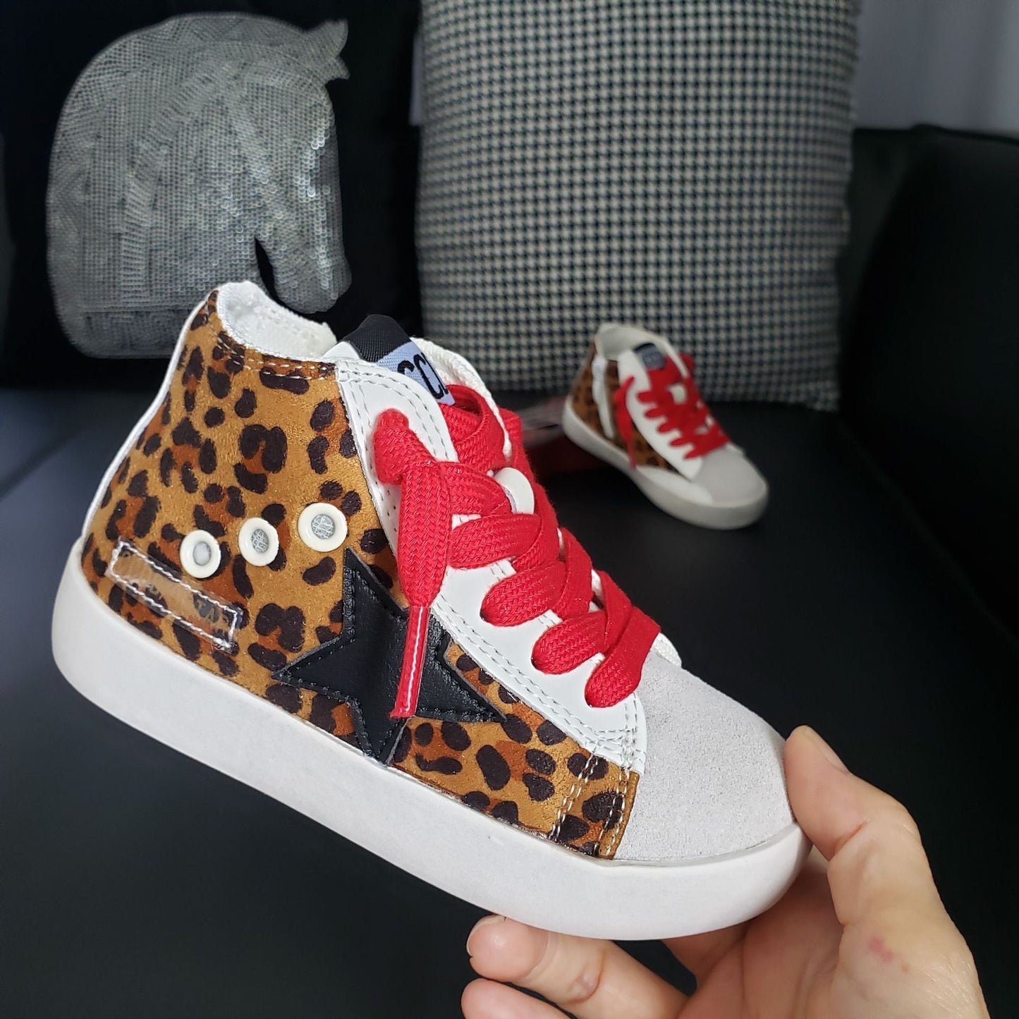 rts: High Top Star Sparkle and Leopard Tennis Shoe (high quality)*