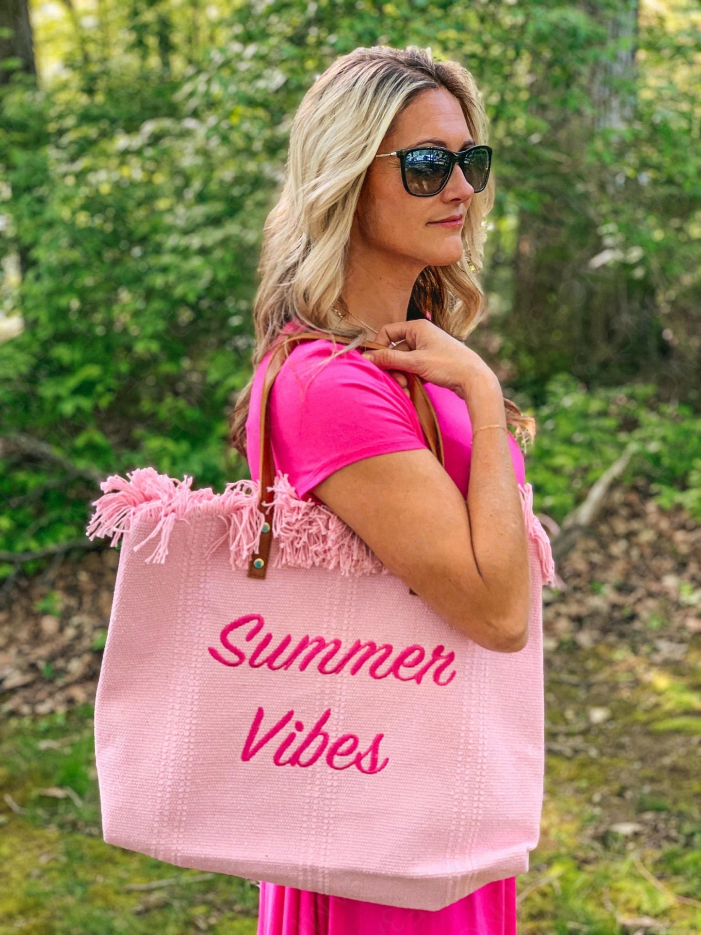 rts: Summer Vibes embroidered Knitted Canvas Tote