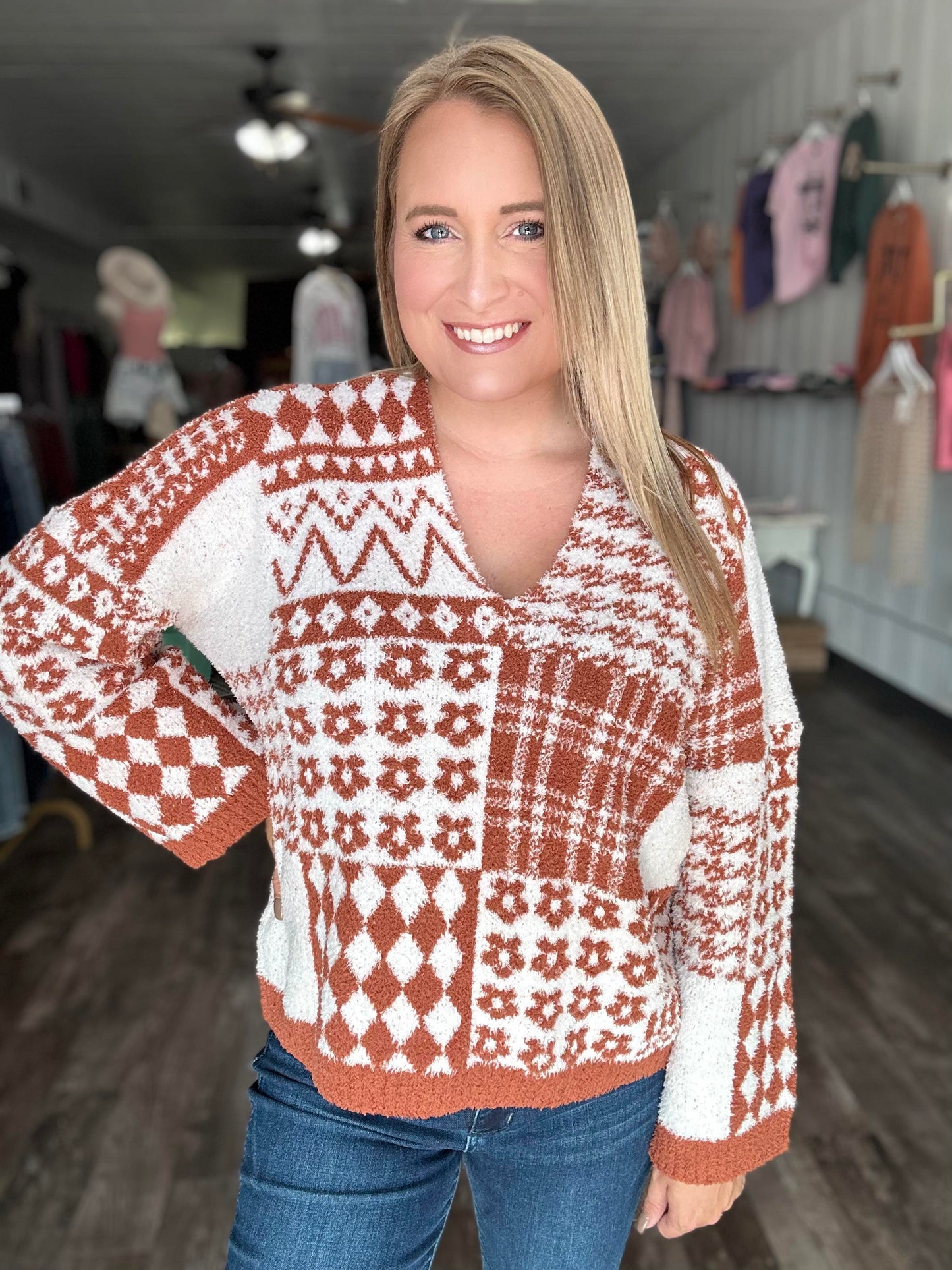 RTS: The Cozy Print Block Sweater