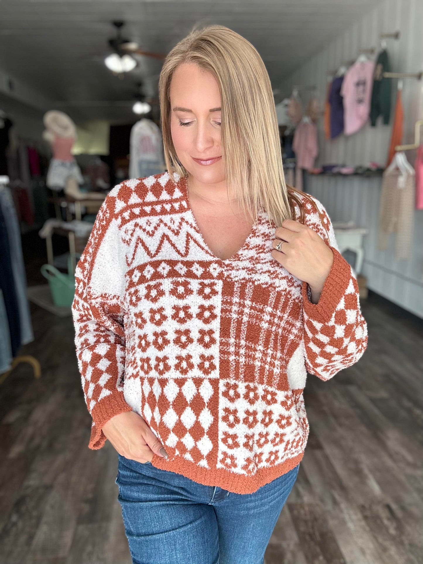 RTS: The Cozy Print Block Sweater