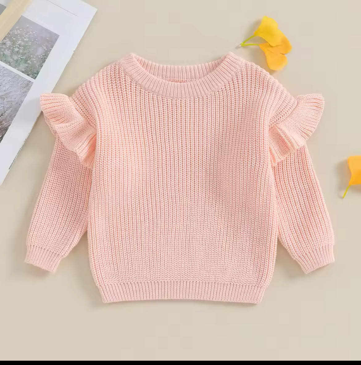 PREORDER: RERUN Girl's Chunky Knit Ruffle Sweater 9.23.24 OSYM