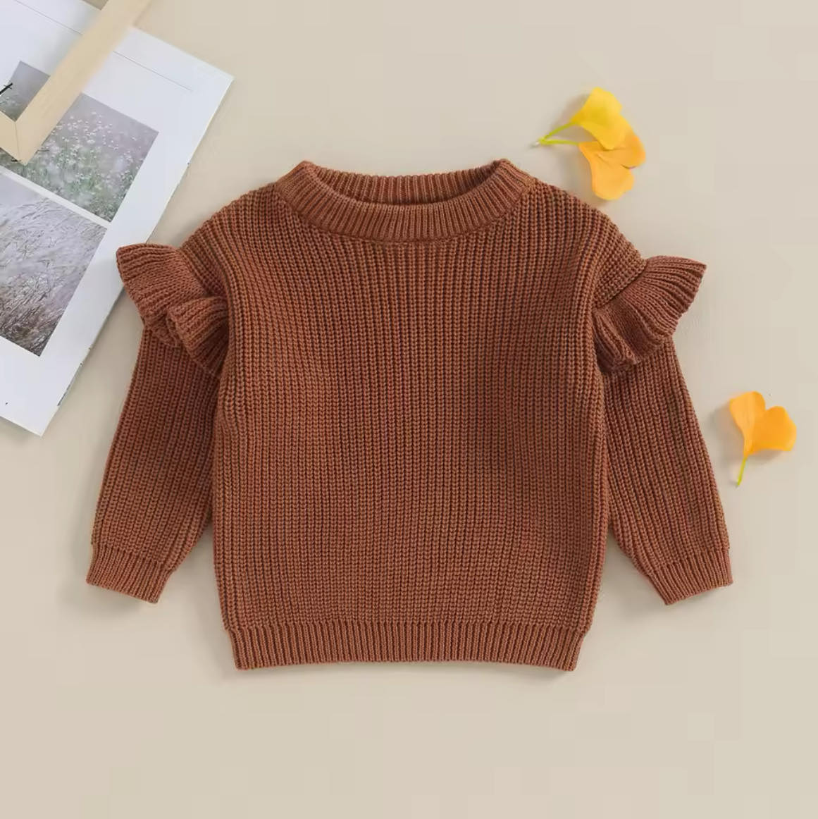 PREORDER: RERUN Girl's Chunky Knit Ruffle Sweater 9.23.24 OSYM