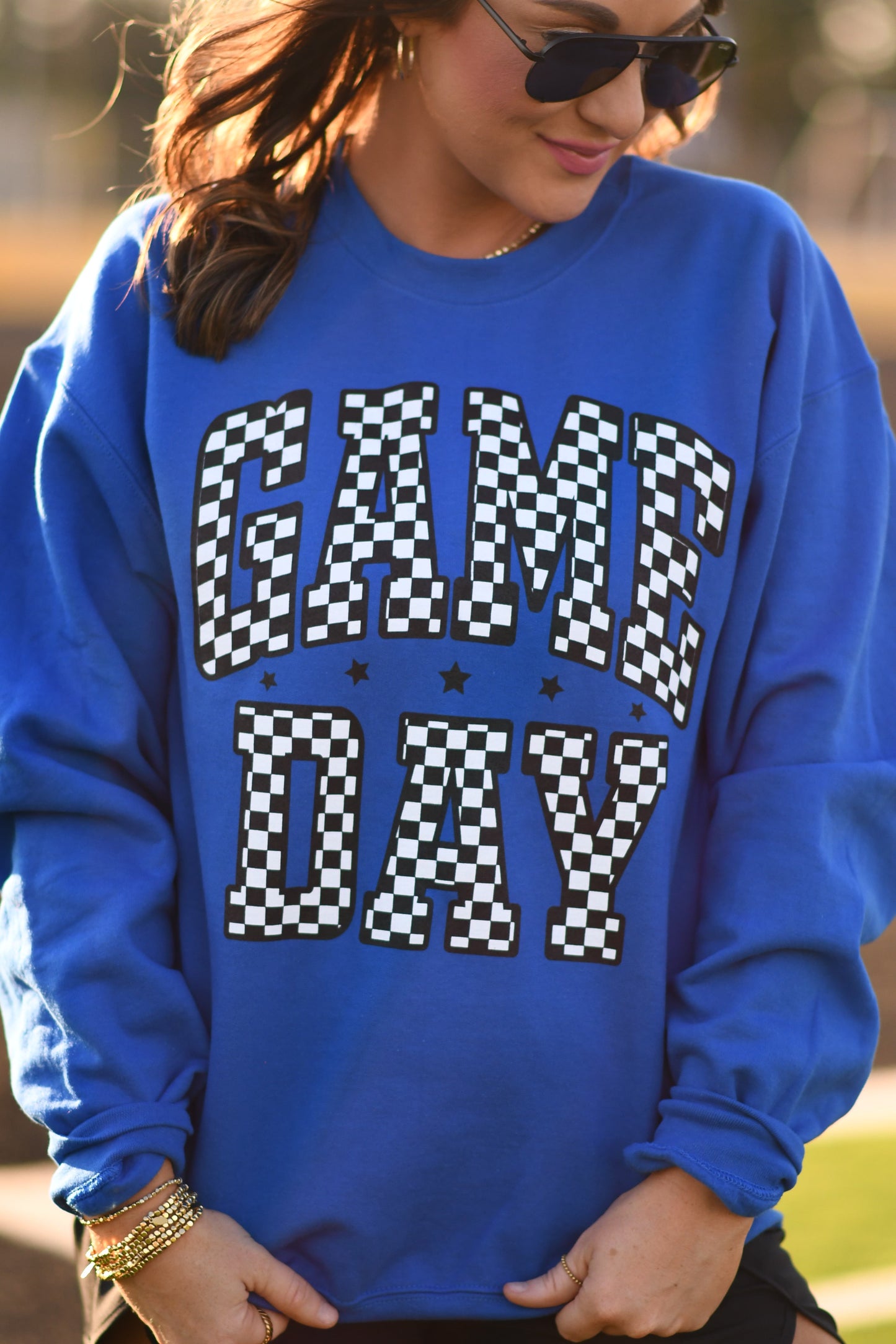 RTS Blue Checkered Game Day Sweatshirt