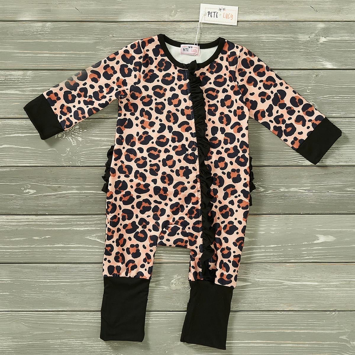 Leopard Print Infant Zip-up Romper