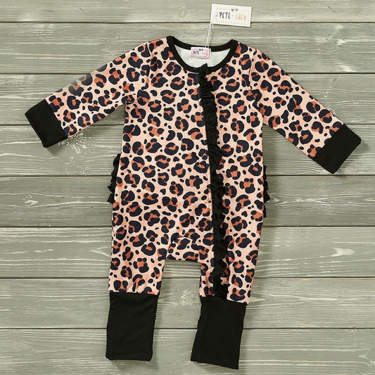 Leopard Print Infant Zip-up Romper