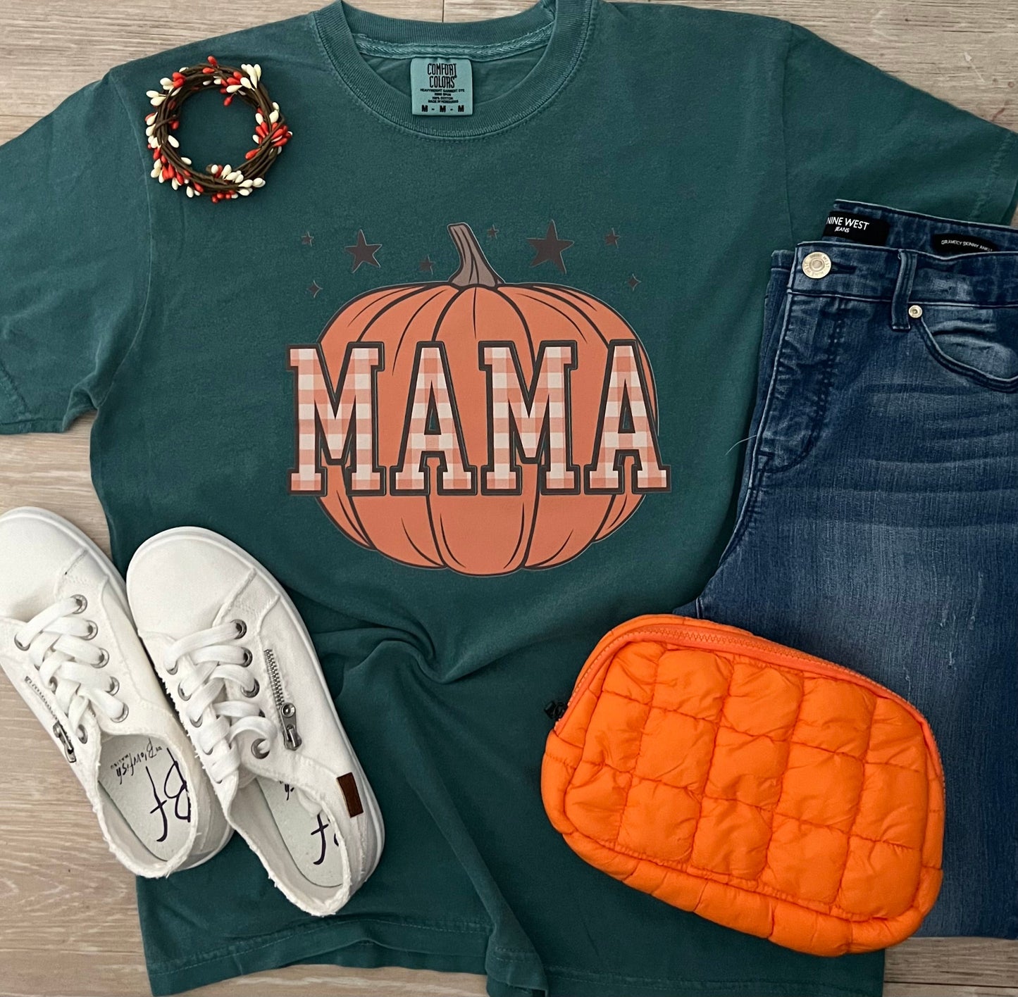 Pumpkin Mama Checkered Tee