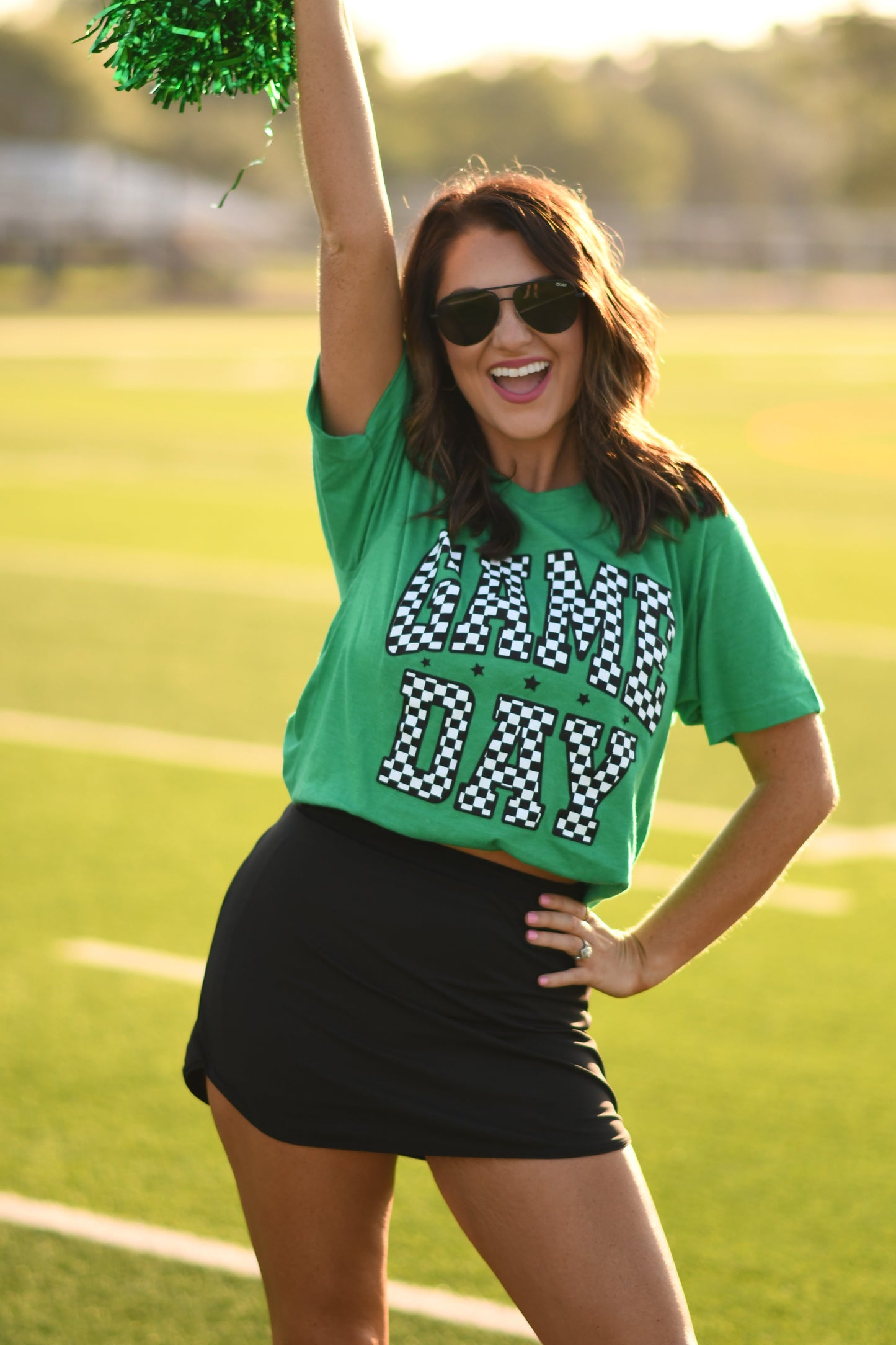 Green Game Day Checkered Tee