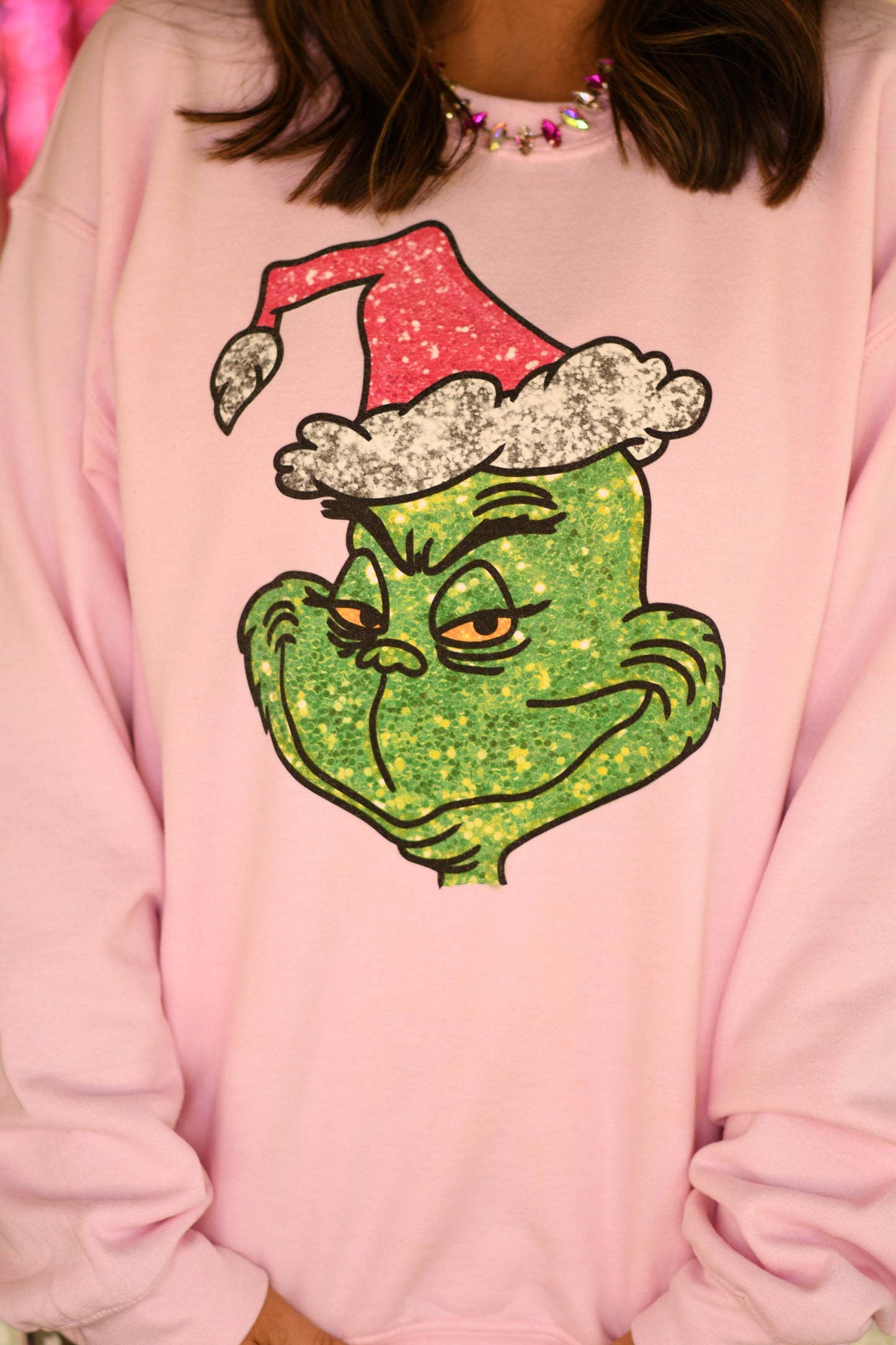 Pink Sassy Grinch Sweatshirt - Youth and Adult