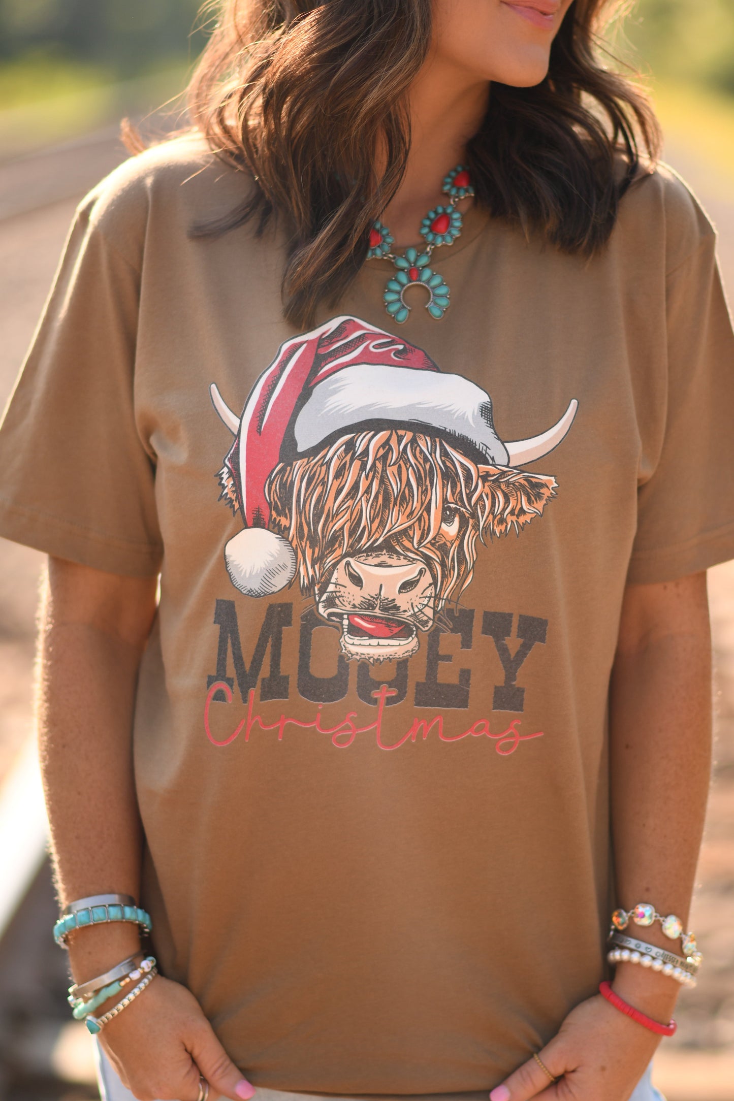 Mooey Christmas Highland Cow Tee - Youth and Adult