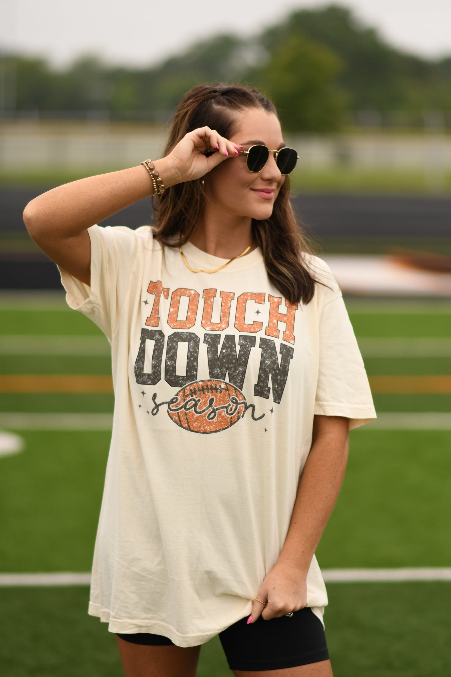 Touch Down Season Faux Glitter Tee