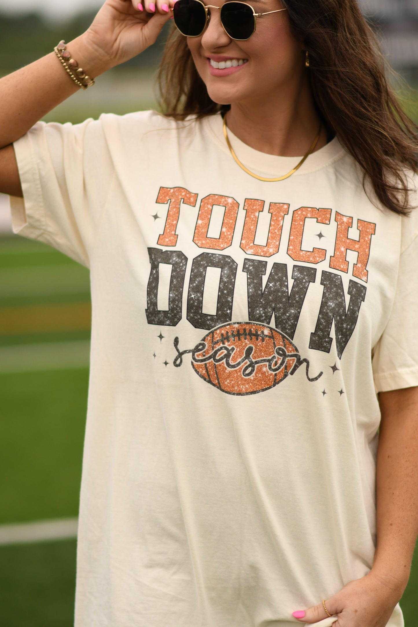 Touch Down Season Faux Glitter Tee