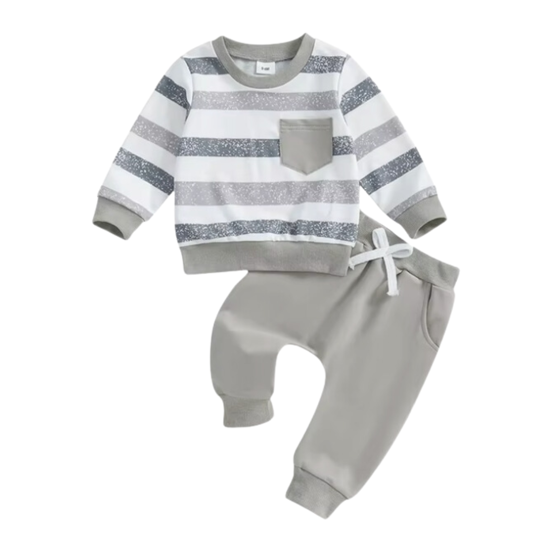 Grey Stripe Pocket Lounge Set