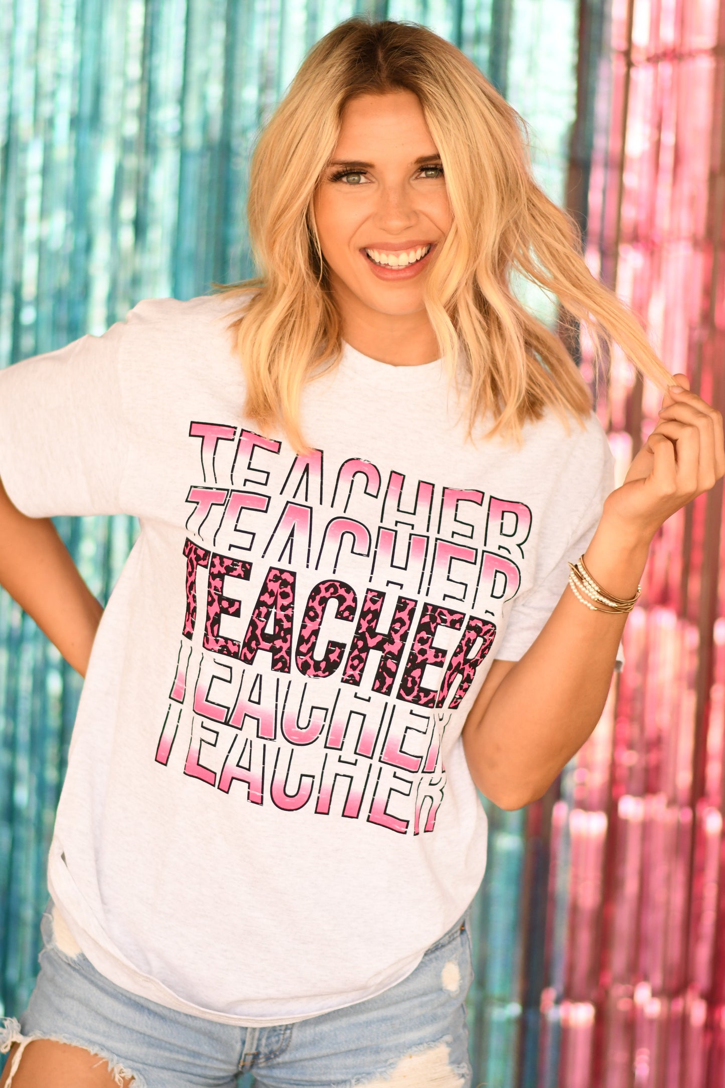 Women's - Teacher Pink Leopard Tee