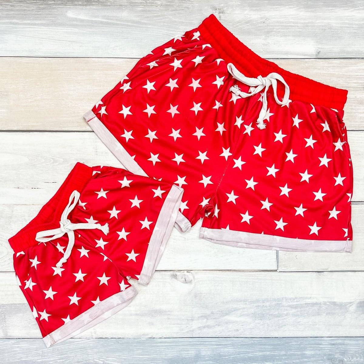 Red and White star shorts