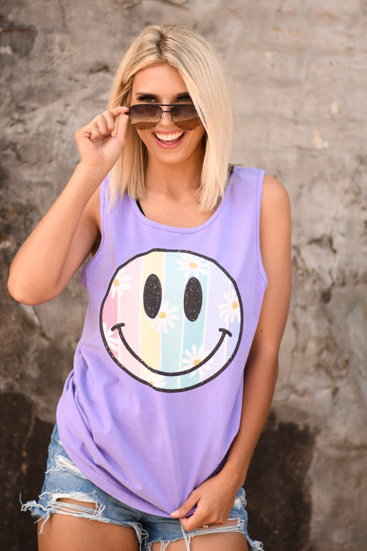 Rainbow Daisy Smiley Tank/Tee