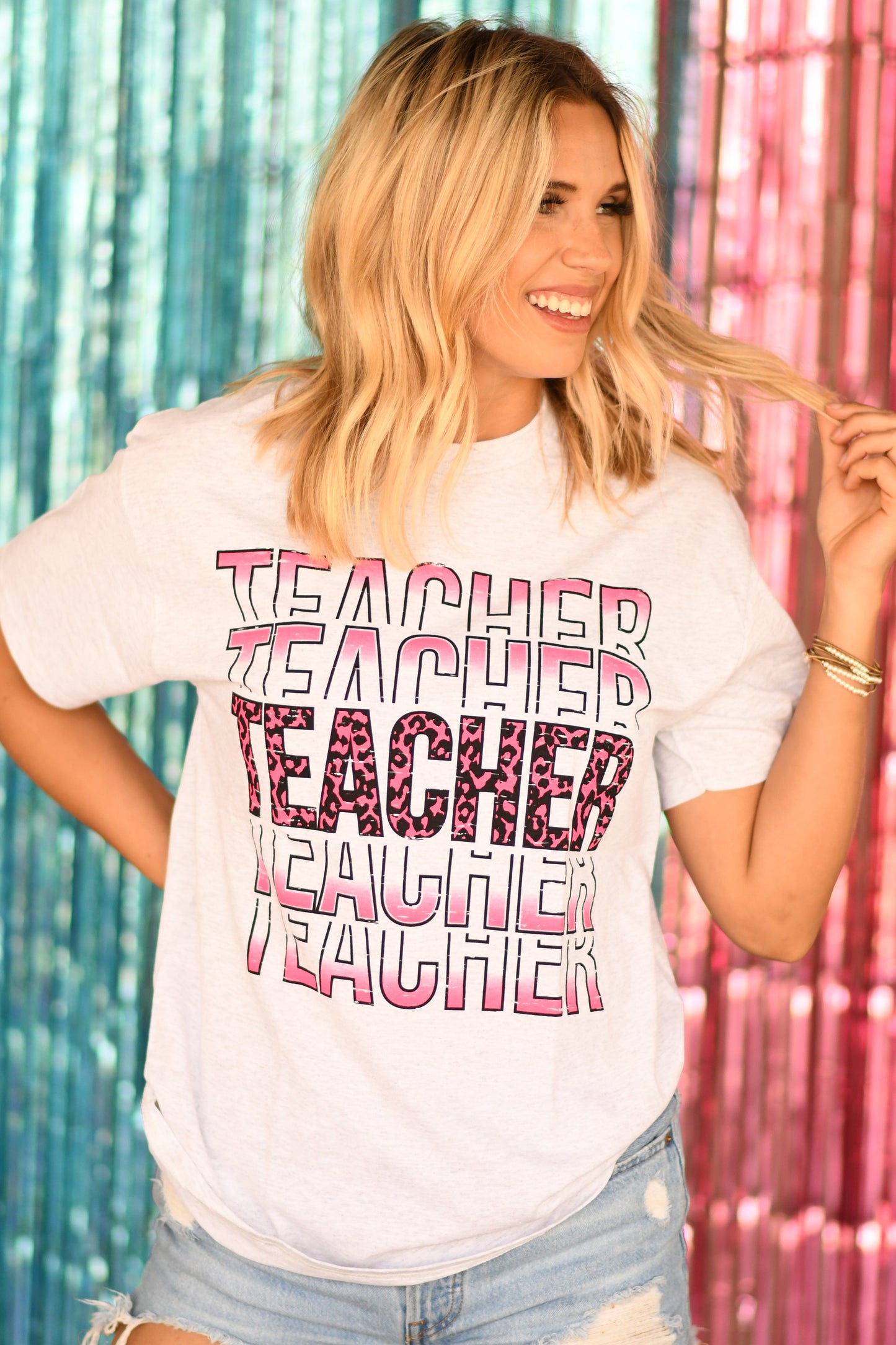 Women's - Teacher Pink Leopard Tee