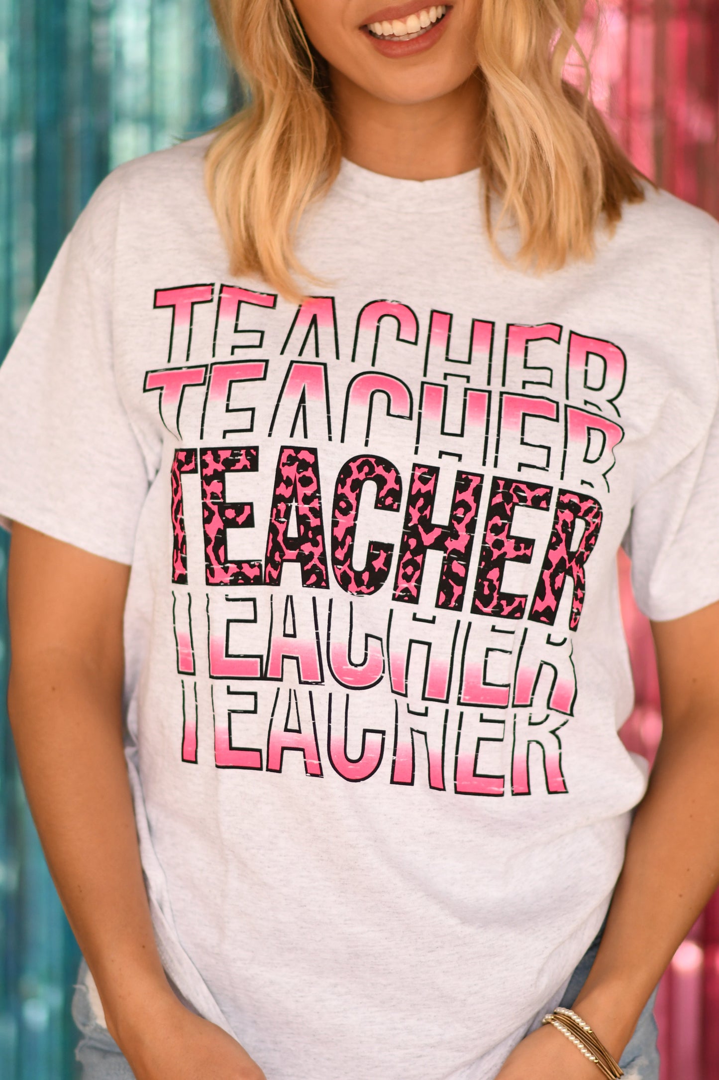 Women's - Teacher Pink Leopard Tee