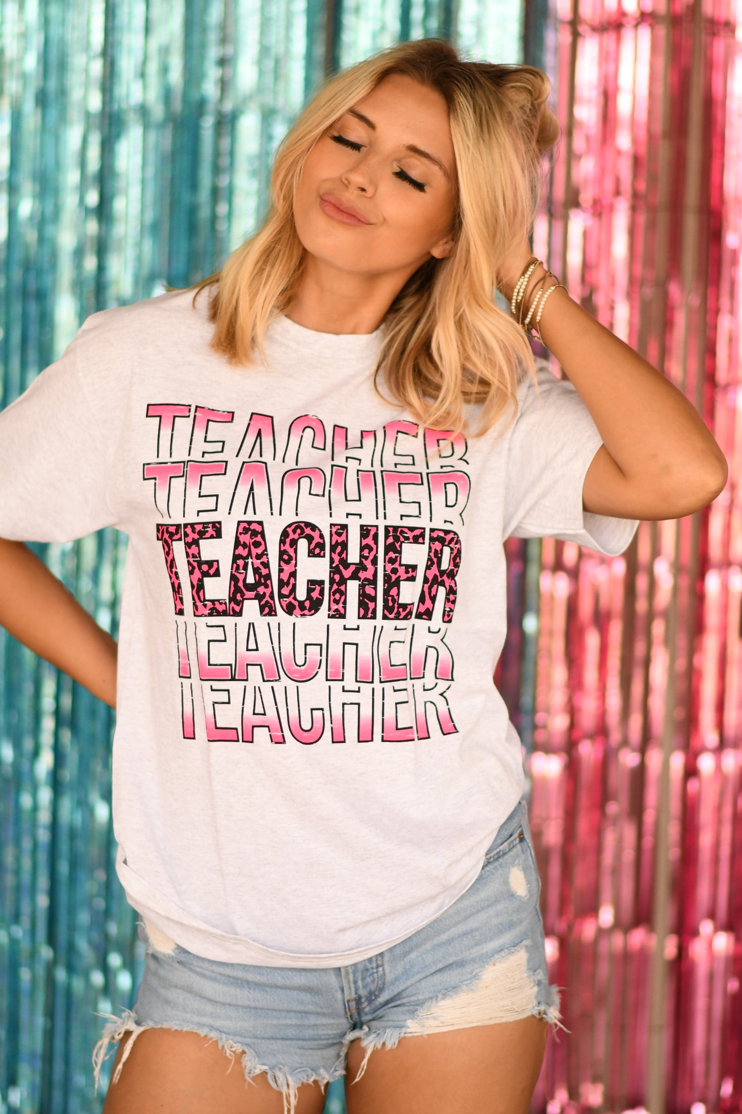 Women's - Teacher Pink Leopard Tee