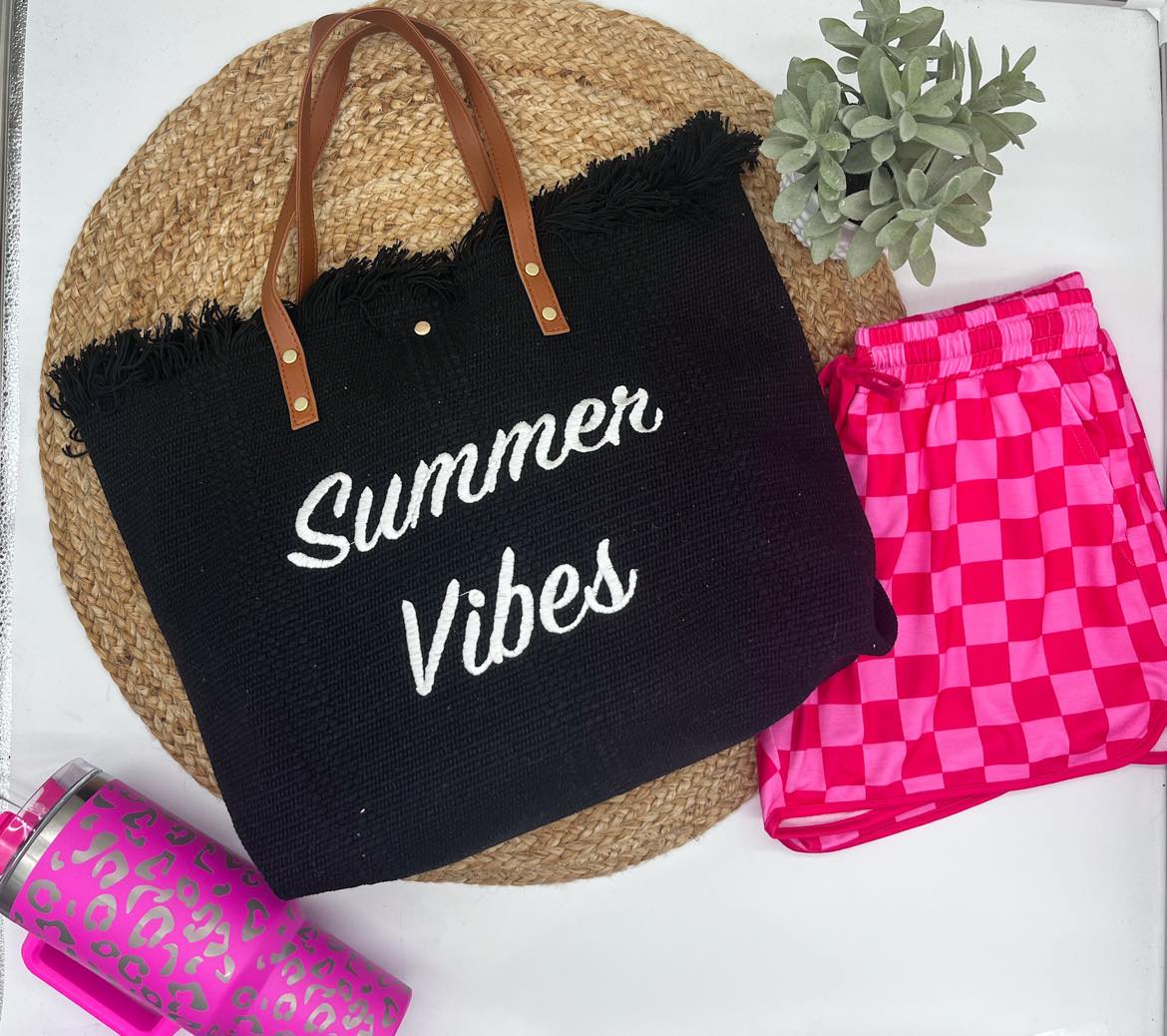 rts: Summer Vibes embroidered Knitted Canvas Tote