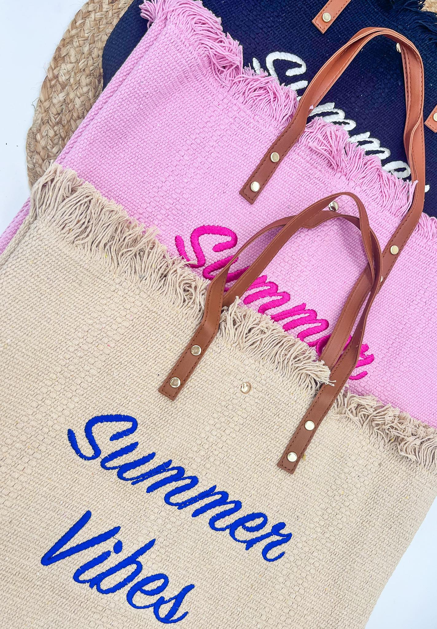 rts: Summer Vibes embroidered Knitted Canvas Tote