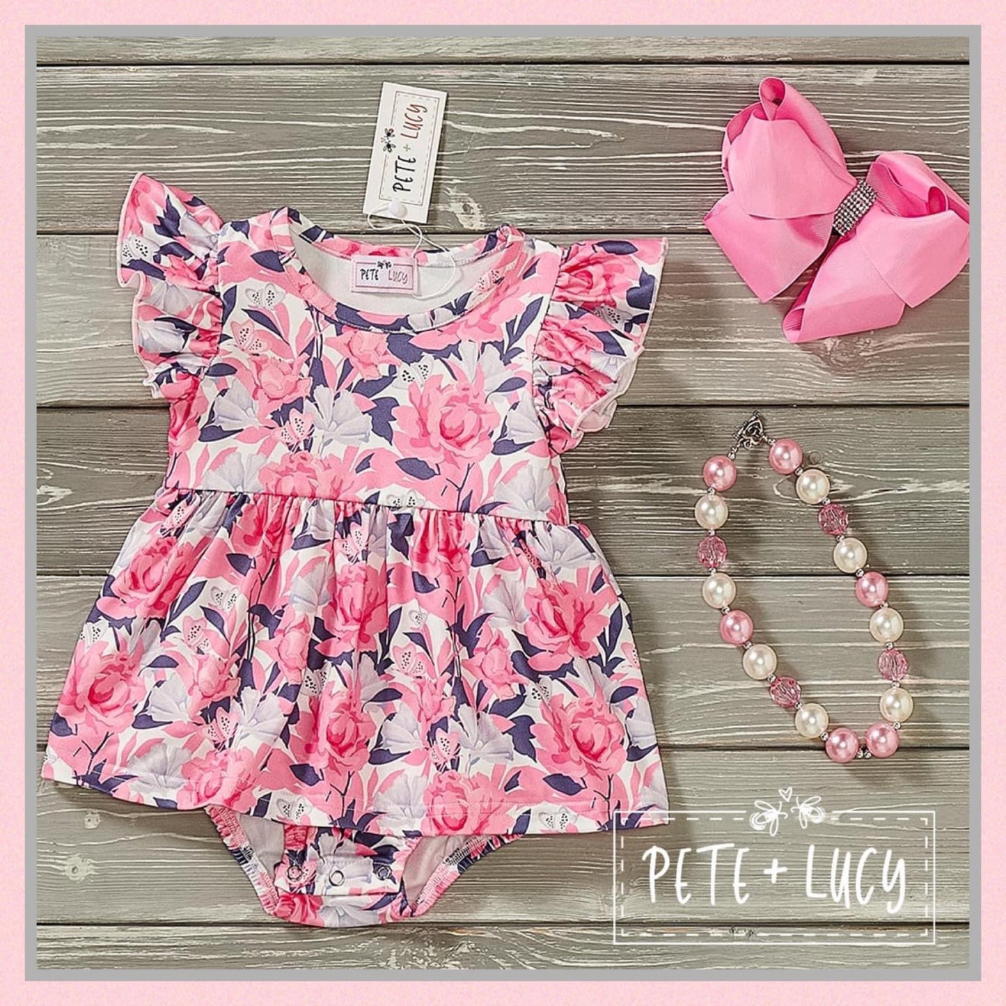 Pink Floral Infant Romper